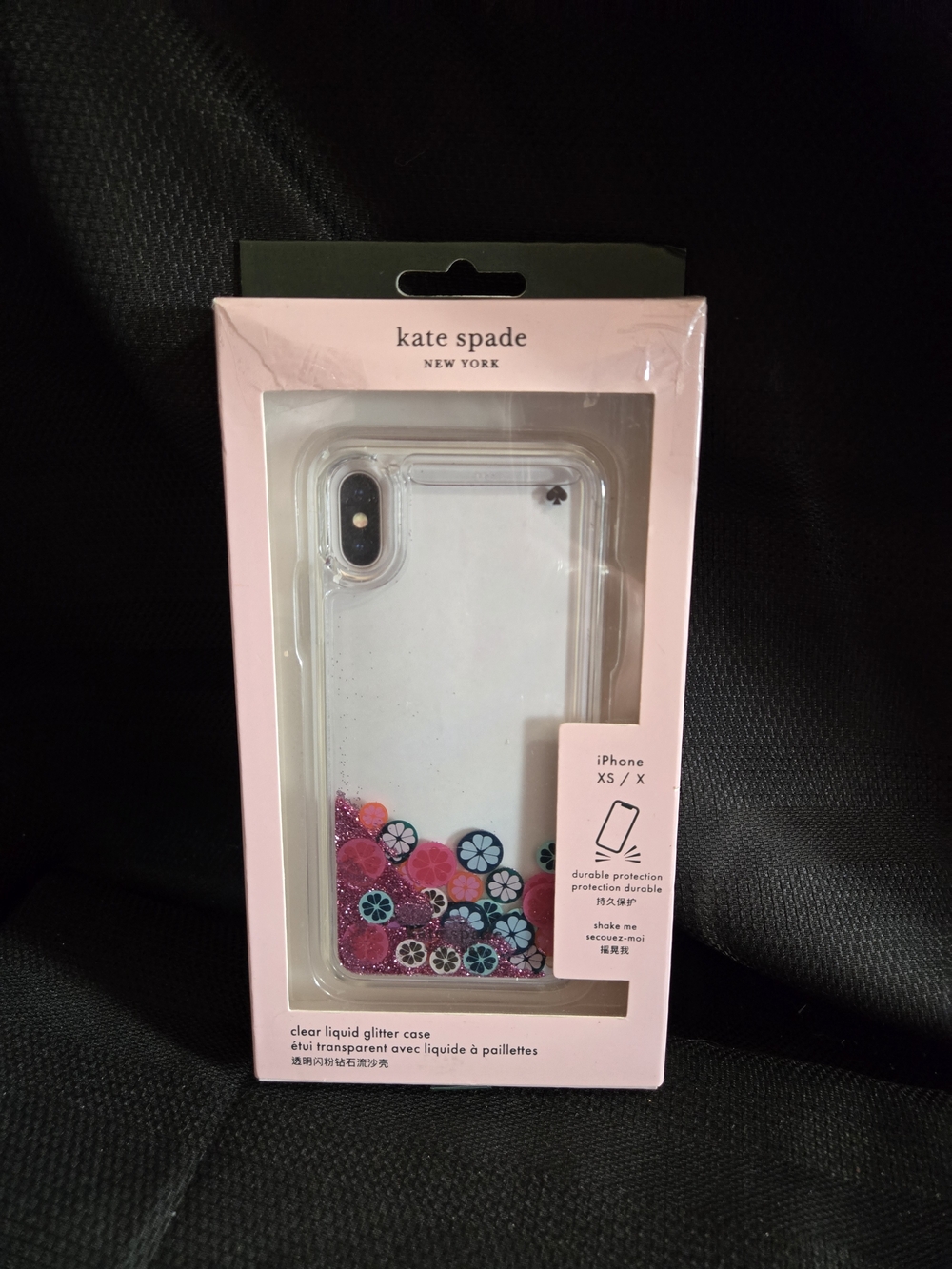 kate spade Pink Clear Liquid Glitter iPhone Case for iPhone XS / X